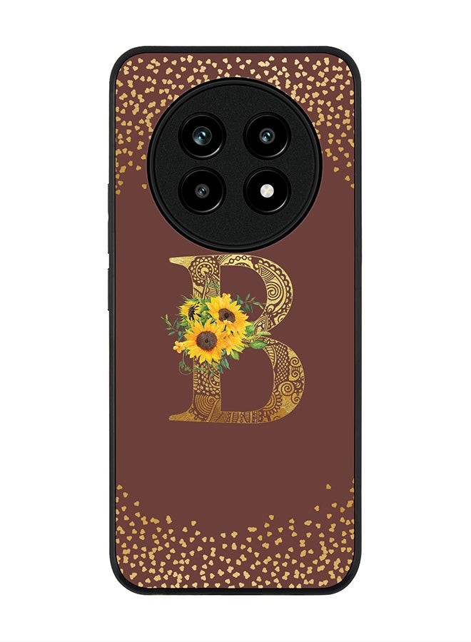 For Realme 13 Pro / 13 Pro+ Case,Slim fit Camera Protection, Shockproof Thin Phone cover  - Custom Floral Monogram - B  (Brown )